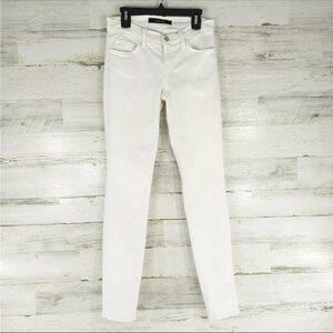 J Brand White Denim Jeans, Cropped Rail Style, Stretchy, Size 28
